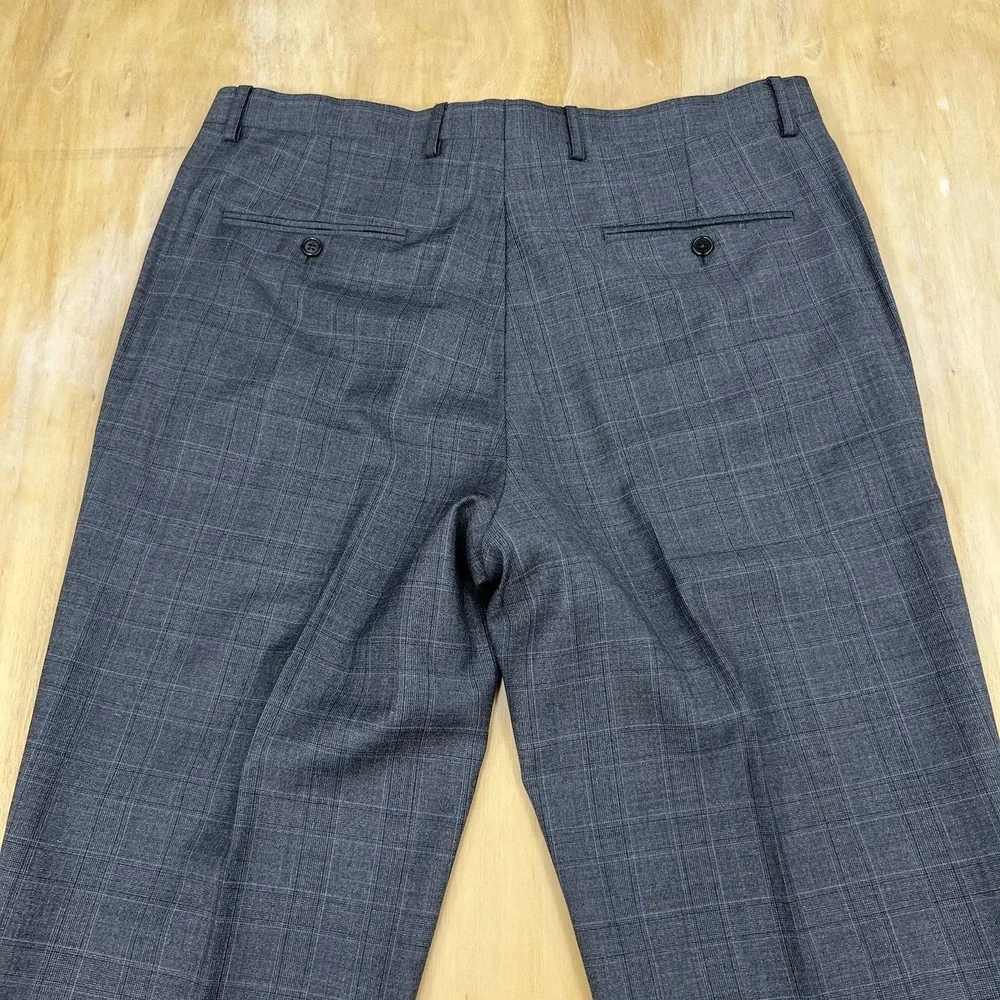 Joseph Abboud Custom Suit Mens 45L Long Wool Pants 35x35 (Unhemmed) Gray/Blue